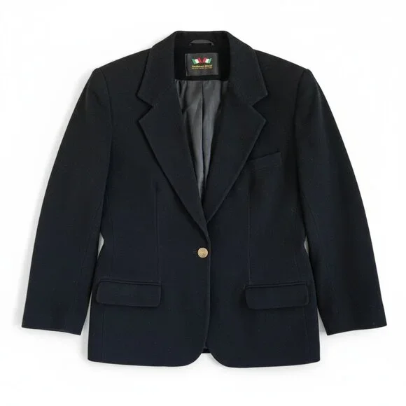 Italian Fabric Wool Cashmere Blazer | European Made | Late 90s | Size 12 - Picture 2 of 16